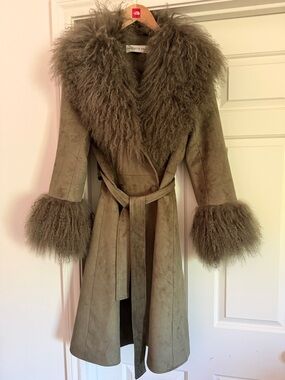Charlotte Simone Khaki Green Penny Coat LARGE